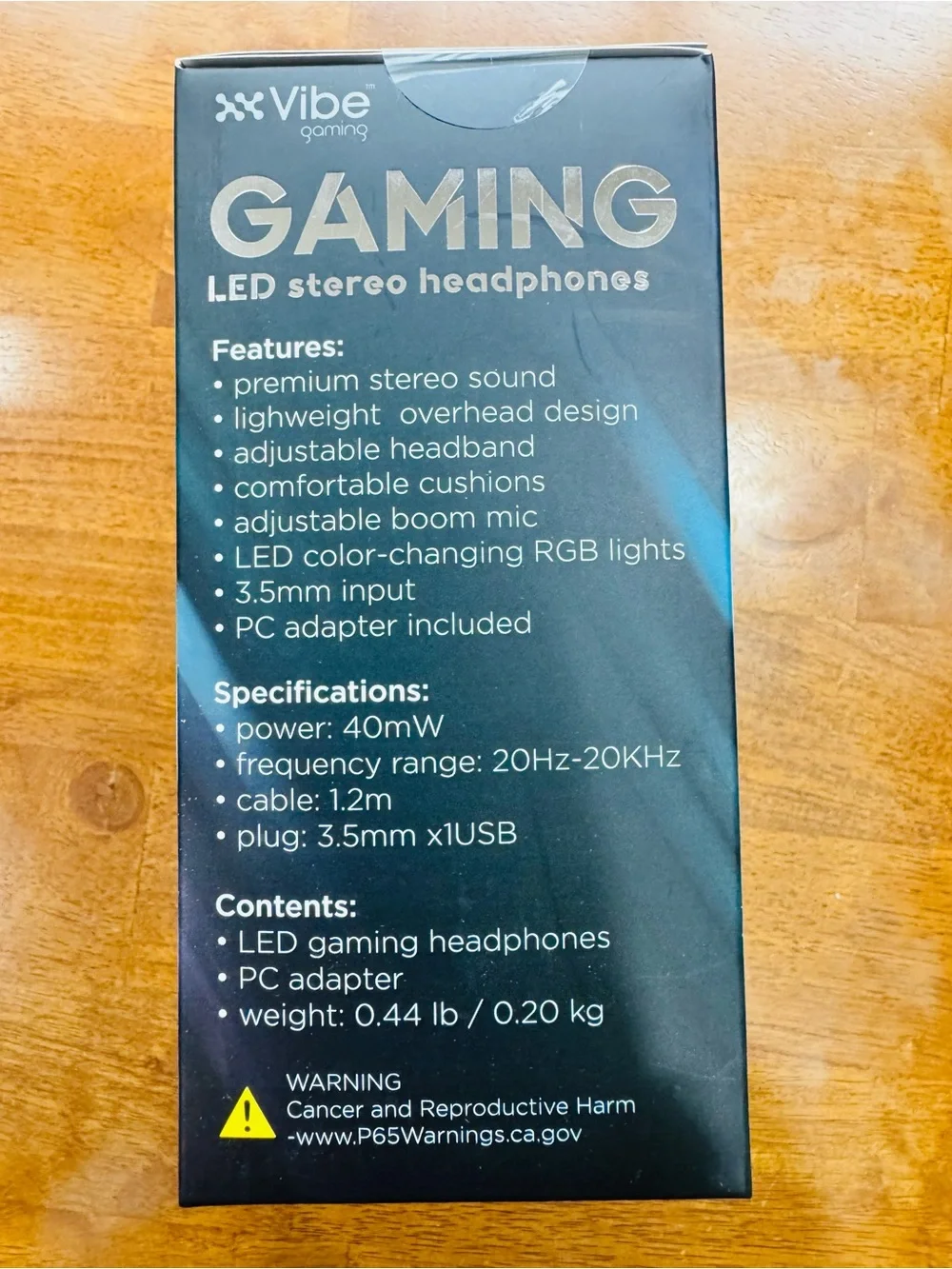 Vibe Gaming LED Stereo Headphones w Microphone NIB